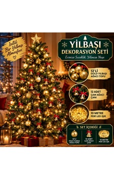 3'lü Yılbaşı Ağacı Süs Seti 12 Li Gold Çam Ağacı Topu 12 Adet Çam Ağacı Çanı 10 Metre Peri Led Işık Diğer 3'lü Yılbaşı Ağacı Süs Seti 12 Li Gold Çam Ağacı Topu 12 Adet Çam Ağacı Çanı 10 Metre Peri Led Işık Diğer