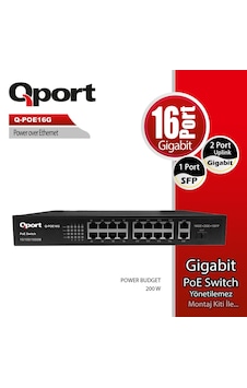 Qport Q-poe16g 16port 10/100/1000 + 2 Port 10/100/1000 Uplınk Poe Qport Q-poe16g 16port 10/100/1000 + 2 Port 10/100/1000 Uplınk Poe