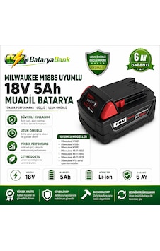 Bataryabank Milwaukee M18b5 Uyumlu 18v 5ah 5000mah Li-ion Muadil Matkap Bataryası