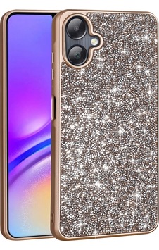 Samsung Uyumlu Galaxy A06 Kılıf Parlak Taşlı Tasarım Zore Pırlanta Kapak Gold