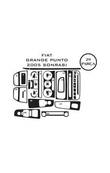 Fiat Grande Punto 05-13 29 Parça Konsol Maun Kaplama Renk-karbon