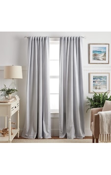 Stewart Ticking Çizgili Karartma Astarlı Çubuk Cebi/arka Sekme Pencere Perdesi Panel Çifti, 241 Cm, Beyaz/indigo, 213 Cm 50 x 22