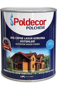 Poldecor Polchem Dış Cephe Ahşap Koruyucu Lasur, Şeffaf, Uv Dayanımlı, Su İtici, Vernik Koruma Sistemi, 0.75 L