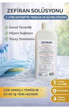 Zefiran Solüsyonu 1 Litre Antiseptik Temizlik Ve Hijyen Amaçlı Çok Amaçlı Solüsyon 1 Adet