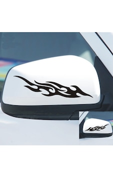 Yan Aynalar Için Alev Desenli Sticker Yapıştırma