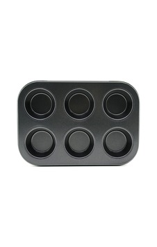 6 Gözlü Metal - Siyah Düz Muffin - Kek Kalıp 5468 Çok Renkli