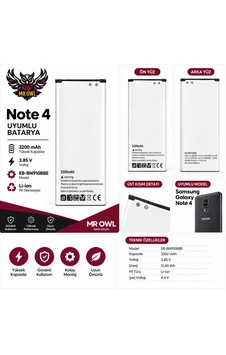 Samsung Galaxy Note 4 N910 Uyumlu Eb-bn910bbe 3200 Mah Li-ıon Batarya Samsung Galaxy Note 4 N910 Uyumlu Eb-bn910bbe 3200 Mah Li-ıon Batarya