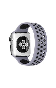 Watch 42mm Ayarlı Delikli Silikon Kordon - Gri-siyah Diğer