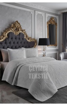 Çift Kişilik Dantelsiz Yatak Örtüsü Gri Çok Renkli Çift Kişilik Dantelsiz Yatak Örtüsü Gri Çok Renkli