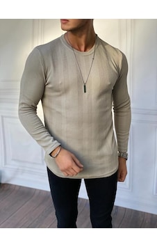 Modefendi Örme Desen Pamuklu Sweat Vizon Modefendi Örme Desen Pamuklu Sweat Vizon