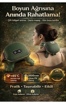 Merwish Boyun Masaj Aleti Isıtmalı Servikal Masaj Cihazı Kablosuz Taşınabilir Çift Bölge Isıtma Ergonomik Tasarım Md670 Koyu Yeşil