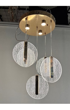 Modern Gold Detaylı Dokulu Akrilik 5'lü Led Sarkıt Avize Gold 1