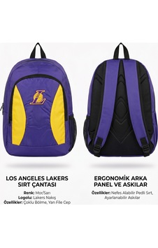 Usa Los Angeles Lakers Baskılı Mor Sarı Çanta 11467 Siyah