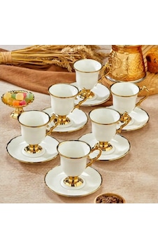 Akıllıelma-cooker Fincan Takımı Kahve Porselen 12 Parça Ckr3533 Çok Renkli