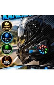 1080p Kask Kamerası Bluetooth 5.4, 3000 Mah Batarya Ve Mobil Uygulama Kontrollü 1080p Kask Kamerası Bluetooth 5.4, 3000 Mah Batarya Ve Mobil Uygulama Kontrollü