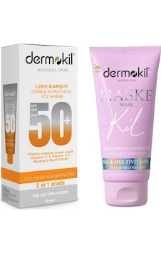 Dermokil Leke Karşıtı Koruyucu Yüz Güneş Kremi SPF50+ 50 ML + Aydınlatıcı Kil Maskesi 75 ML Dermokil Leke Karşıtı Koruyucu Yüz Güneş Kremi SPF50+ 50 ML + Aydınlatıcı Kil Maskesi 75 ML