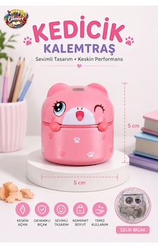 Sevimli Figürler Metal Hazneli Çift Bıçak Kalemtraş Jumbo Ve Normal Kalemler İçin 1 Adet - Pembe Sevimli Figürler Metal Hazneli Çift Bıçak Kalemtraş Jumbo Ve Normal Kalemler İçin 1 Adet - Pembe