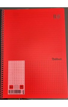 Udep A4 Noktalı Defter 40 Yaprak Spiralli Kırmızı Kapak Notebook