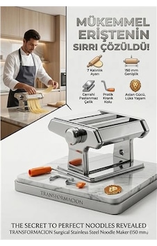 Profesyonel Erişte Ve Makarna Makinesi - 7 Ayarlı Çelik Hamur Açma Spagetti Makinası 723137