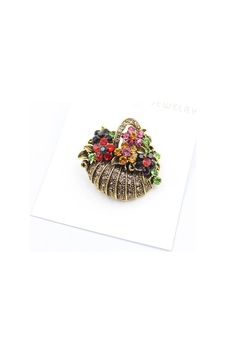 Çiçek Sepeti Broş - Bronz Çok Renkli 51687210