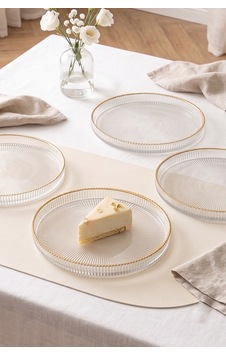 Splendid Gold Cam 4'lü Pasta Tabağı Seti 21 Cm Altın Splendid Gold Cam 4'lü Pasta Tabağı Seti 21 Cm Altın