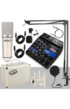 Midex CX1 Mixer Set Condenser Mikrofon Ses Kartlı Mikser + Stand + Filtre Midex CX1 Mixer Set Condenser Mikrofon Ses Kartlı Mikser + Stand + Filtre