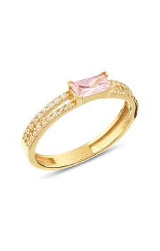 Debora Jewelry 14 Ayar Altın Baget Detaylı Pembe Yüzük Debora Jewelry 14 Ayar Altın Baget Detaylı Pembe Yüzük