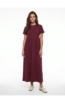 Onloox Kadın Bordo Bordo Pamuklu Örme Kumaş Kısa Kollu Bisiklet Yaka Büzgülü Detaylı Uzun Elbise Onloox Kadın Bordo Bordo Pamuklu Örme Kumaş Kısa Kollu Bisiklet Yaka Büzgülü Detaylı Uzun Elbise