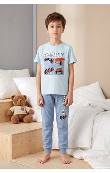 Remsa Erkek Çocuk Kısa Kol Penye Pijama Takımı 4269 Mavi Remsa Erkek Çocuk Kısa Kol Penye Pijama Takımı 4269 Mavi