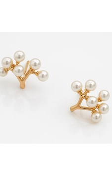 18k Rose Gold Plated Pearl Tree Of Life Stud Küpe Gold 18k Rose Gold Plated Pearl Tree Of Life Stud Küpe Gold