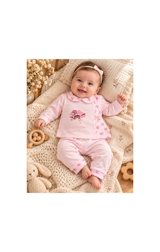 Omeca Concept Kız Bebek Pembe 2'li Takım Bebe Yaka, Çiçek Kanaviçe İşlemeli Omeca Concept Kız Bebek Pembe 2'li Takım Bebe Yaka, Çiçek Kanaviçe İşlemeli
