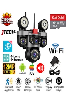O-kam Ok-231 Premi Umw 3mp+3mp+3mp+3mp 12mp Wi -fi 4 Lens Çakarlı Alert 1 Ptz Akıllı Kamera + 64gb Sd Kart O-kam Ok-231 Premi Umw 3mp+3mp+3mp+3mp 12mp Wi -fi 4 Lens Çakarlı Alert 1 Ptz Akıllı Kamera + 64gb Sd Kart
