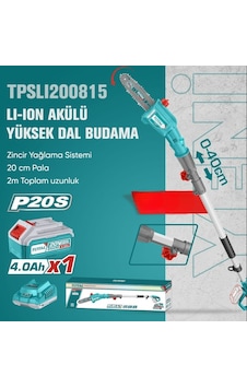 Total Tpslı 200815 Akülü Yüksek Dal Budama 4,0 Ah Total Tpslı 200815 Akülü Yüksek Dal Budama 4,0 Ah