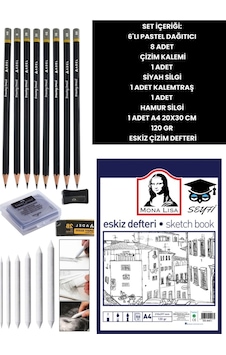 50 Yaprak 120 Gr A4 Eskiz Defteri Kara Kalem Pastel Dağıtıcı Çizim Seti Tam Takım 50 Yaprak 120 Gr A4 Eskiz Defteri Kara Kalem Pastel Dağıtıcı Çizim Seti Tam Takım