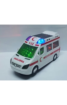 Oyuncak Yerde Kendi Gezen Ambulans Araba Sesli Işıklı Beyaz