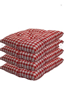 Rual 4 Lü Sandalye Minderi Bağcıklı, Çökme Yapmaz Sünger Dolgulu, Yıkanabilir 40x40 Cm Kırmızı - Beyaz Rual 4 Lü Sandalye Minderi Bağcıklı, Çökme Yapmaz Sünger Dolgulu, Yıkanabilir 40x40 Cm Kırmızı - Beyaz