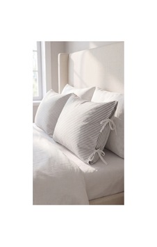2'li Pamuklu Kumaş Çizgili Bağcıklıyastık Kılıfı 50x70 Cm Gri - 905317691 Gri