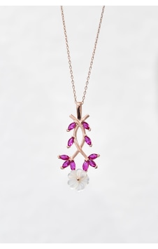 Papatya Silver 925 Ayar Gümüş Rose Kaplama Fuşya Taşlı Sarmaşık Sedef Manolya Çiçeği Kolye Papatya Silver 925 Ayar Gümüş Rose Kaplama Fuşya Taşlı Sarmaşık Sedef Manolya Çiçeği Kolye