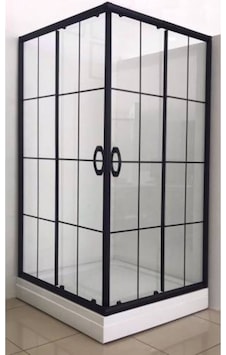 Markaduş 90x90 Siyah Çizgili 5Mm Cam Duşakabin (Tekne Hariç ) Siyah