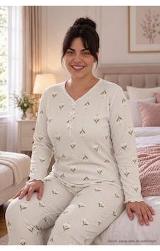 Seboteks Fitilli Kaşkorse Kumaş Uzun Kollu Büyük Beden Kadın Pijama Takımı 2990 Taş Rengi Seboteks Fitilli Kaşkorse Kumaş Uzun Kollu Büyük Beden Kadın Pijama Takımı 2990 Taş Rengi