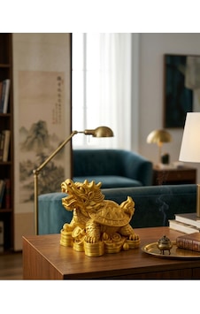 Feng Shui Altın Ejderha Kaplumbağa Figürü Bolluk, Bereket Ve Kariyer Şansı Dekoru Feng Shui Altın Ejderha Kaplumbağa Figürü Bolluk, Bereket Ve Kariyer Şansı Dekoru
