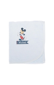Özdilek Mickey Mouse Nakışlı Bambu Bebek Pelerin Mavi Lisanslı
