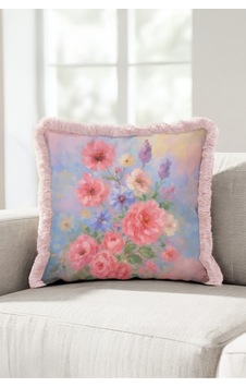 Çiçek Romantik Pastel Bahar Saçaklı Yastık Kılıfı - Floral Bohem Pembe Püsküllü Kırlent Kılıfı Çok Renkli Çiçek Romantik Pastel Bahar Saçaklı Yastık Kılıfı - Floral Bohem Pembe Püsküllü Kırlent Kılıfı Çok Renkli