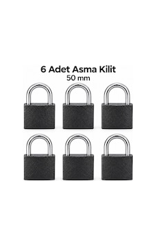 6 Adet 50 Mm Siyah Asma Kilit Seti Anahtarlı 6 Adet 50 Mm Siyah Asma Kilit Seti Anahtarlı