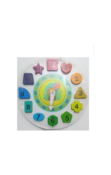 Zhltoys Ahşap Aslan Geometrik Saat Oyuncak Bultak Renkli Saat