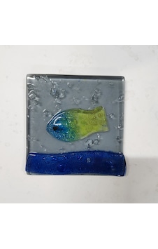 Şeker Portakalım Balık Desenli Banyo Cam Gider Kapağı Süsü Tekli Ölçü :10x10 Cm Mavi - Beyaz