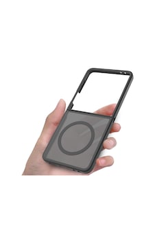 Z Flip 8 İçin Kamera Korumalı Manyetik Şarj Özellikli Şeffaf Tunex Kapak Siyah