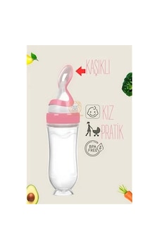 Mey İthalat Kaşıklı Mama Silikon Biberon Kiz Bebek Besleyici 719715