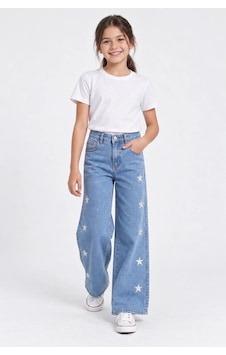 Rony Pony Kids Kız Çocuk Yıldız Nakışlı Bol Paça Jean Pantolon Açık Mavi Yüksek Bel Denim Rony Pony Kids Kız Çocuk Yıldız Nakışlı Bol Paça Jean Pantolon Açık Mavi Yüksek Bel Denim