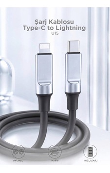 U15 Type-c To Lightnıng 27w Hızlı Şarj Kablosu Dayanıklı Kablo Gri U15 Type-c To Lightnıng 27w Hızlı Şarj Kablosu Dayanıklı Kablo Gri